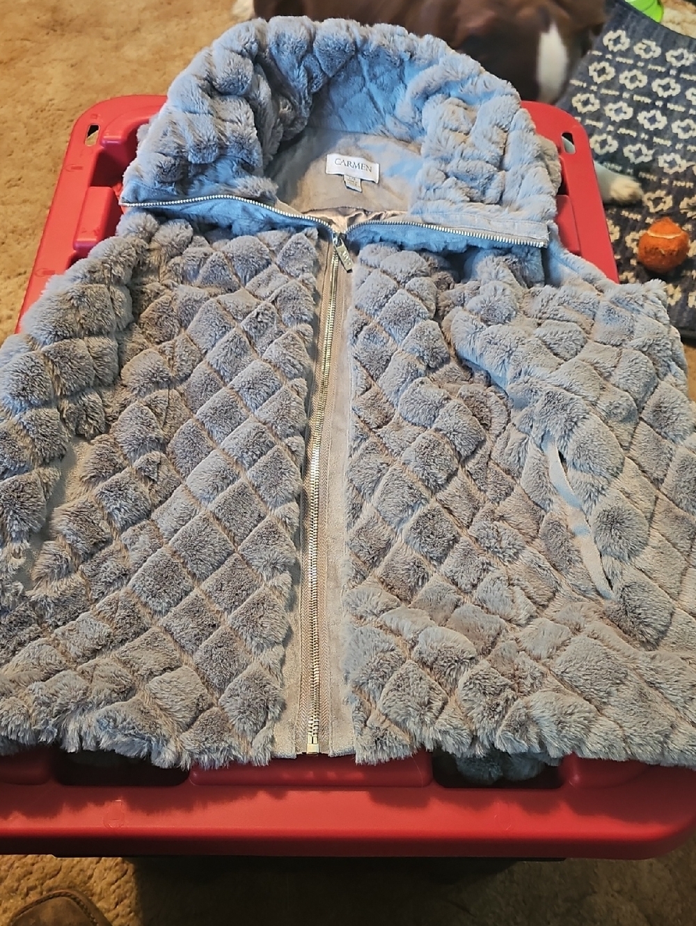 Carter's Gray Plush Diamond-Quilted Vest Size L